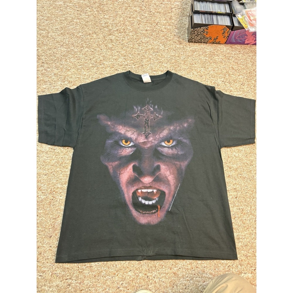 Vintage Fashion Victim Demonic Vampire Devil Face Graphic T-Shirt Black XL
